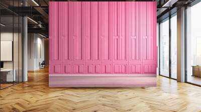 Empty pink plaster wall and floor in apartment, modern interior. Wall mural