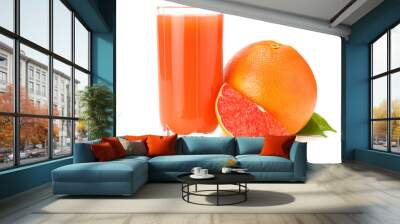 healthy food. grapefruit juice with sliced grapefruit isolated on white background Wall mural