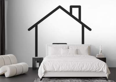 House, linear style icon. Private house with chimney. Editable stroke width Wall mural