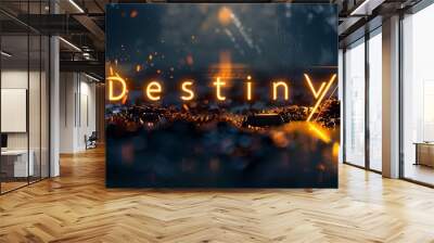 Illuminated inscription “Destiny” on dark background. Concept of destiny as a set of events and circumstances that are predetermined and influence the life of a person or a people.
 Wall mural