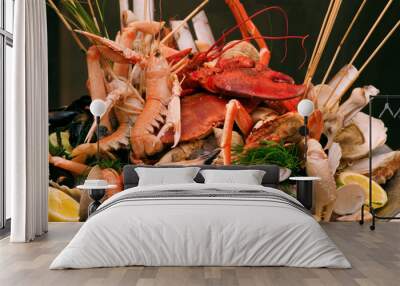 Shrimps and lobsters decorated Wall mural