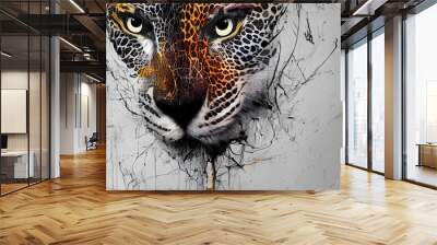 leopard in the night color abstract illustration Wall mural