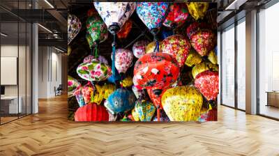 Many colorful lanterns hanging in Vietnam for Tet Lunar New Year Wall mural