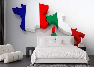 Map of France and Italy. Wall mural