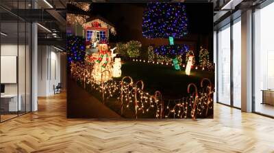 Decorated house with christmas lights Wall mural