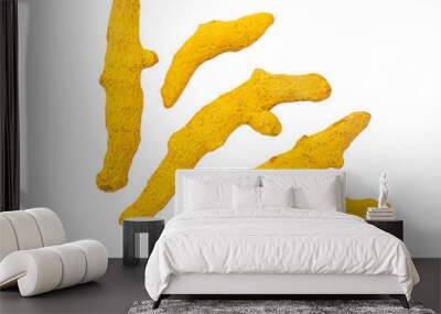 Dry turmeric roots isolated on white background. Wall mural