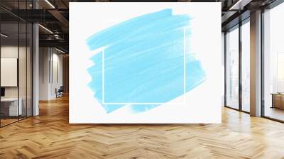 Pastel blue paint abstract background. Brush stroke texture design poster vector over square frame. Perfect watercolor design for headline, logo and sale banner. Wall mural