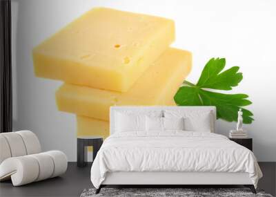 piece of cheese isolated on white background Wall mural