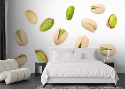 pistachio isolated on the white background. top view Wall mural