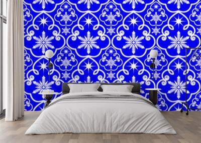 Seamless snowflakes pattern Wall mural