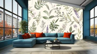 seamless pattern with leaves Wall mural