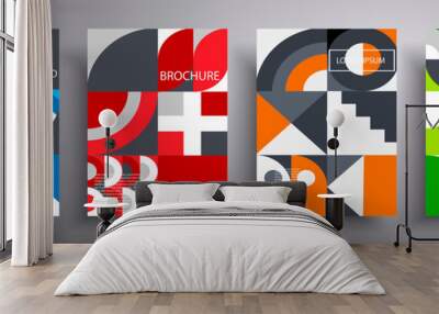 Set of vector covers. Retro design. Colored abstract geometric compositions for covers, posters, flyers, magazines. Wall mural