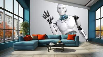 Greeting robot waves his hand Wall mural