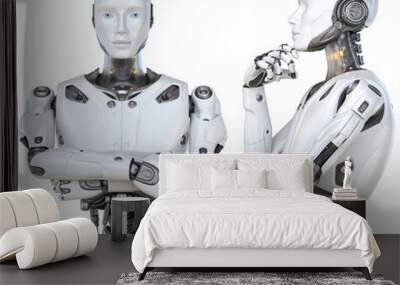 Humanlike-robot in a pensive posture and standing Wall mural