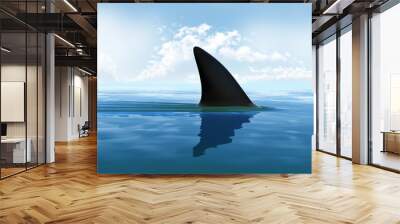 Shark fin above water Wall mural