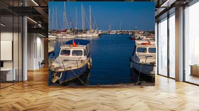 Ships and yachts at sea near the coast of Turkey on a summer day Wall mural