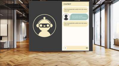 Chat bot window with robot icon. User interface of application with online dialogue. Conversation with a robot assistant Wall mural