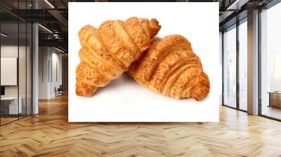 two fresh croissants isolated on white background Wall mural