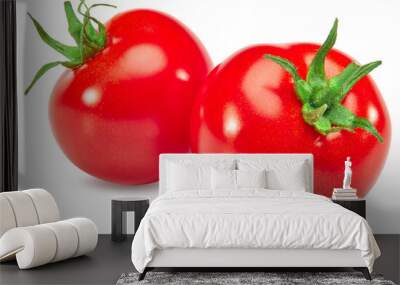 two fresh tomatoes isolated on white background. clipping path. Wall mural