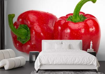 two red sweet bell peppers isolated on white background. clipping path Wall mural