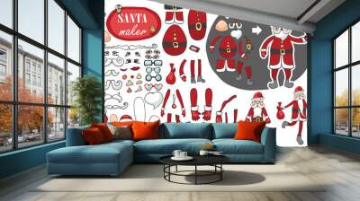 santa claus maker.humorous constructor set Wall mural