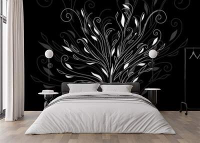 Retro black floral vector version eps 10 Wall mural