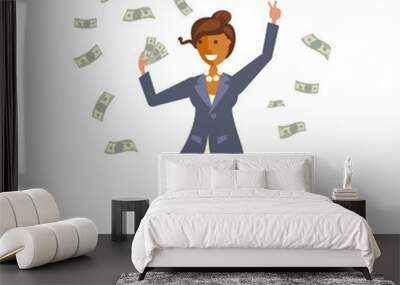 Money bills fall Wall mural