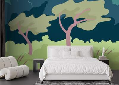 Thunderstorm and lightning  Wall mural