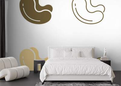 Cashew icon set. Vector Isolated nuts symbol on white background Wall mural