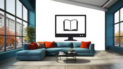 Reading books on the Internet, E-reading, Internet library, online book store, remote education Vector icon Wall mural