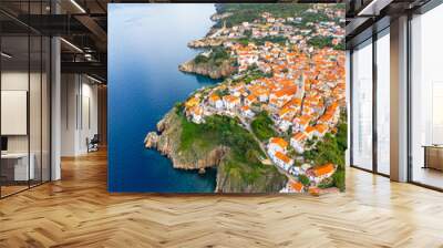 Vertical scenery of old town Vrbnik, Croatia. Beautiful ancient town on Adriatic coast. Concept travel Europe destination  Wall mural