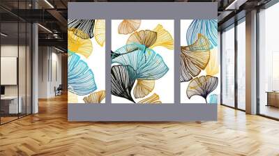 Set of vector banners for design. Ginkgo leaves. Wall mural