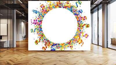 Confetti and serpentine round frame Wall mural