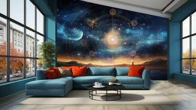 Abstract mystic astrology dark background  Wall mural