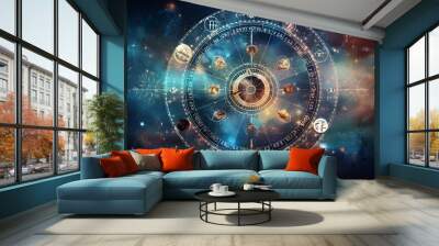 Abstract mystic astrology dark background  Wall mural