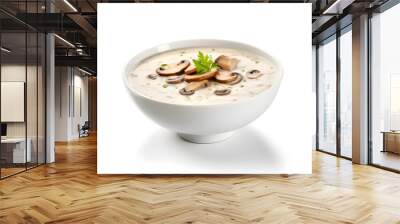 Delicious mushroom creme puree soup in a white bowl, isolated on white background  Wall mural