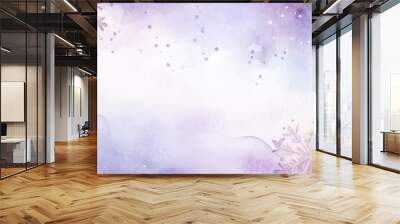 Purple watercolor snowflakes frame background with white copy space inside  Wall mural