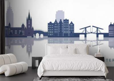 Amsterdam city skyline in white background. Vector illustration
 Wall mural