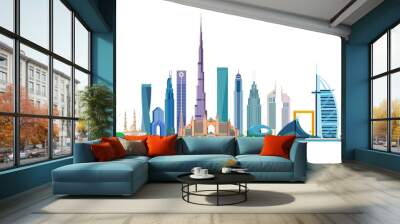 dubai city symbol buildings travel and tourism modern city Wall mural