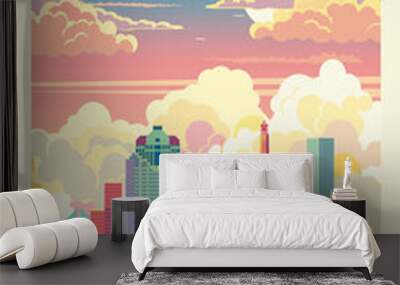 Houston city retro poster abstract colored vector illustration, Texas Wall mural