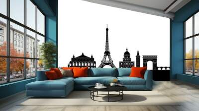 Paris city skyline landmarks and monuments. France Wall mural