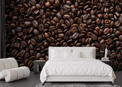 close up of coffee beans, hot drink concept Wall mural