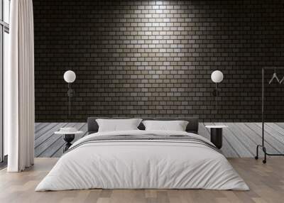 Empty top wooden table and wall pattern with light spot backgrou Wall mural