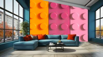 Many toy blocks in different colors making up one large square shape in top view. Toys and games Wall mural