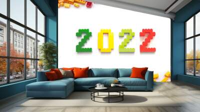 Number made of coloful bricks. New Year 2022 concept Wall mural