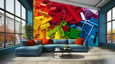 Pile of child's building blocks in multiple colours Wall mural