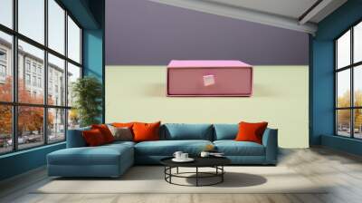 Pink carton cardboard box. Packaging concept Wall mural