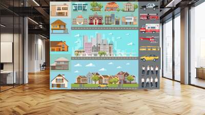 Big city concept. Infrastructure vector set Wall mural