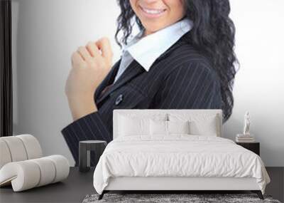 closeup portrait of a happy young business woman smiling Wall mural