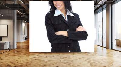 happy young business woman with folded hand Wall mural